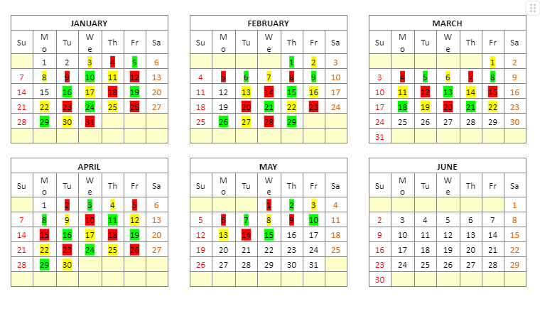 Calendar Cont.